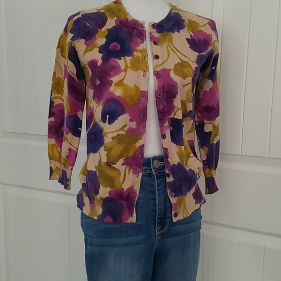 Colorful Floral Cardigan Med - Picture 3 of 13